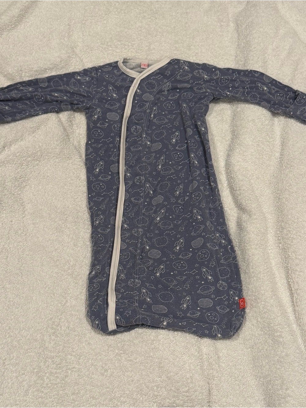 Magnetic Me Blue Space-Print Sleep Sack Gown Sleeper PJ NB 0-3m Modal fabric